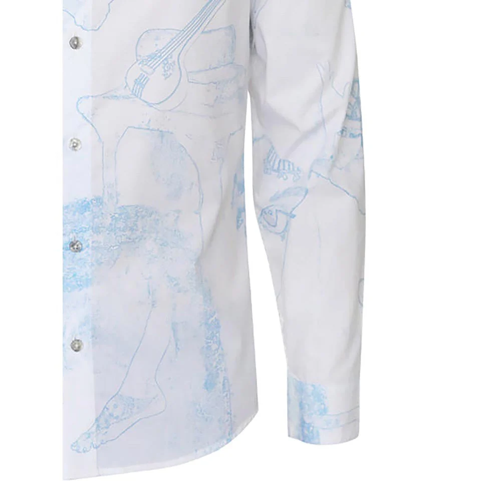 No Grey Area White Surrealist Outline Shirt - Image 6