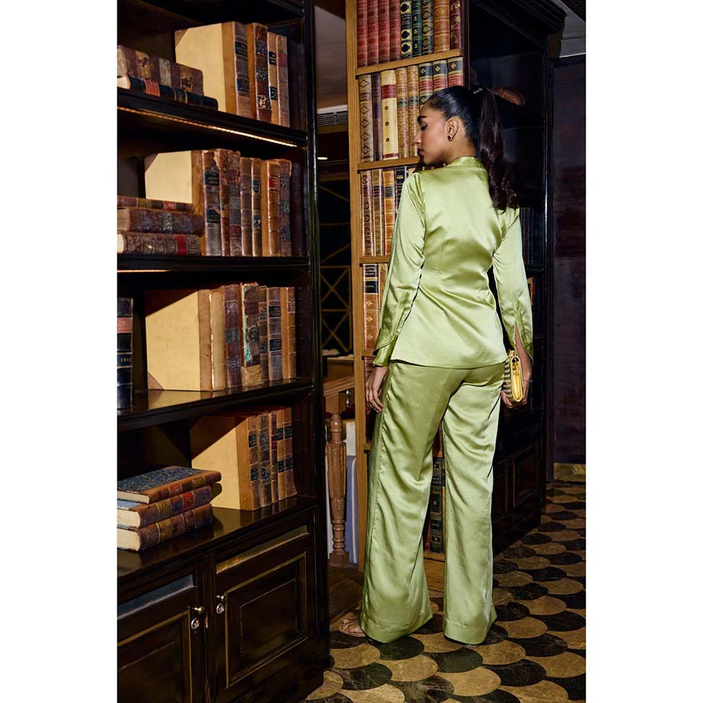 nona Aira Asymmetric Cut Co-Ord Set - Green - Image 2