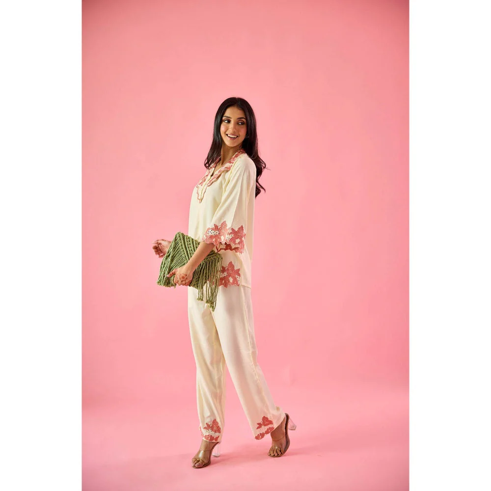 Old Marigold Petal Cream Cotton Embroidered Co-Ord (Set of 2) - Image 2