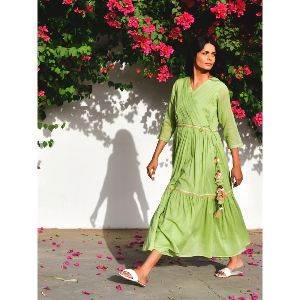 OMAANA Grapevine Green Angarkha Dress - Image 2