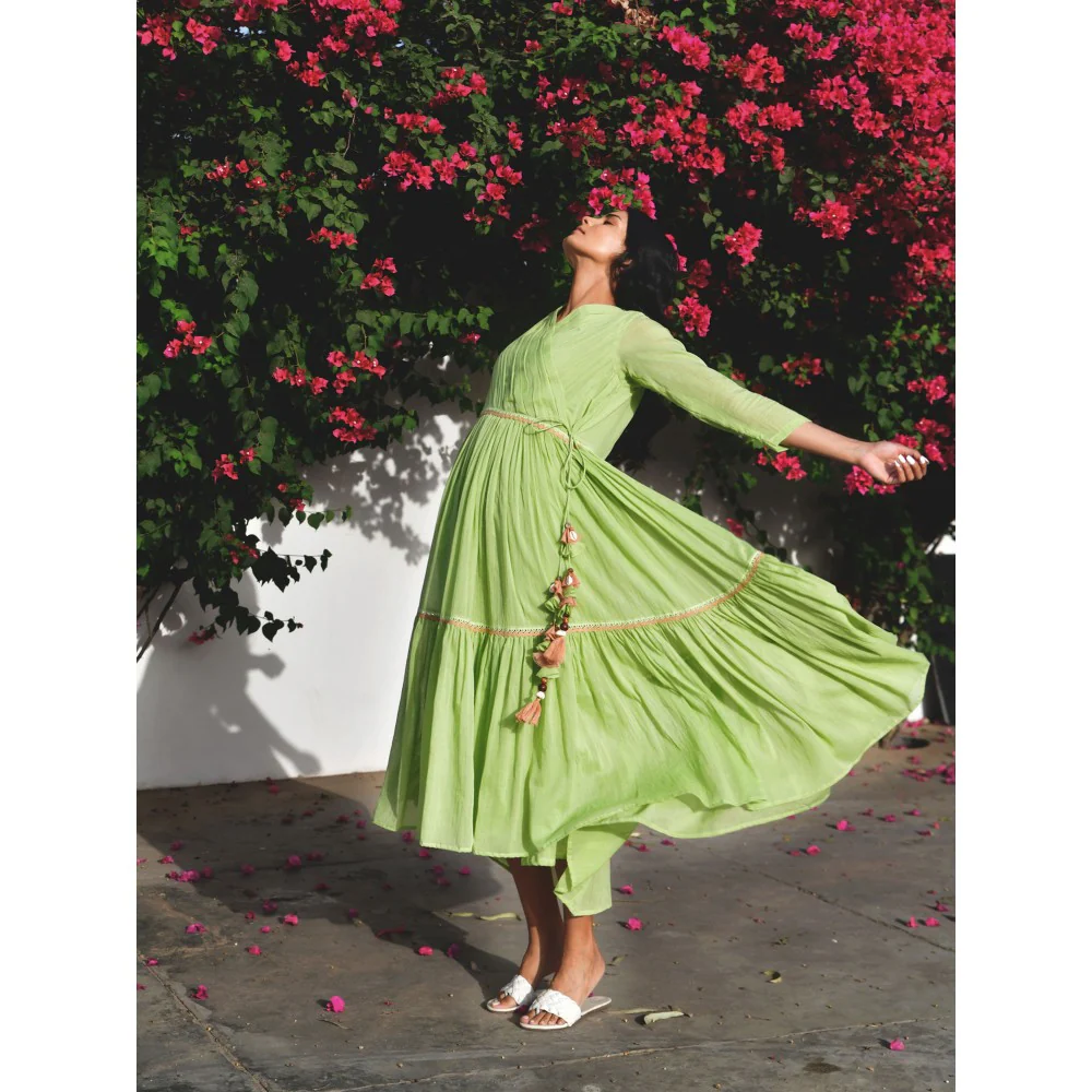 OMAANA Grapevine Green Angarkha Dress - Image 3