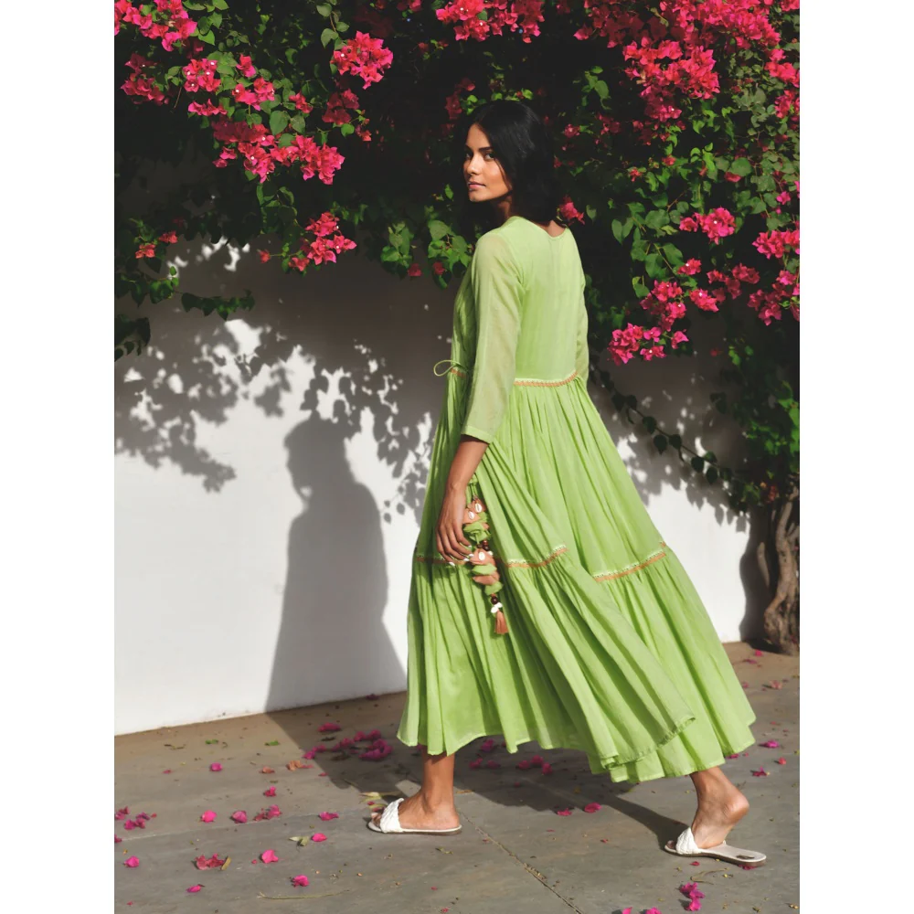 OMAANA Grapevine Green Angarkha Dress - Image 4