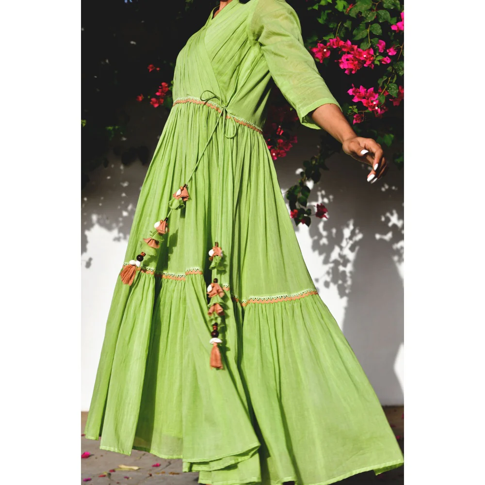 OMAANA Grapevine Green Angarkha Dress - Image 7