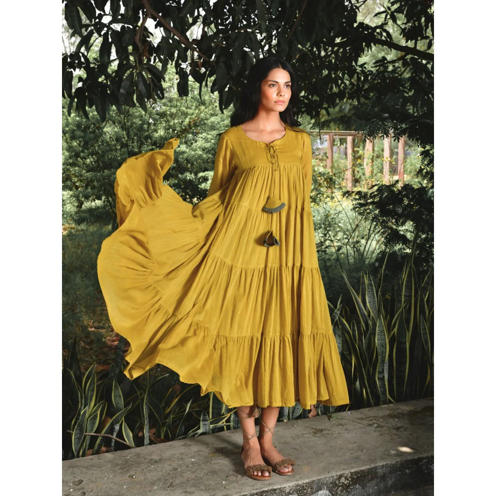 OMAANA Mustard Summer Tales Tassel Dress - Image 3