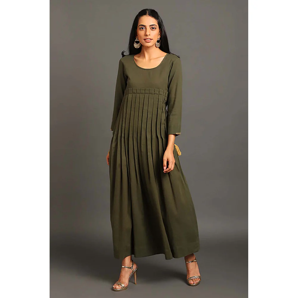 OMAANA Pleat Around Long Maxi Dress