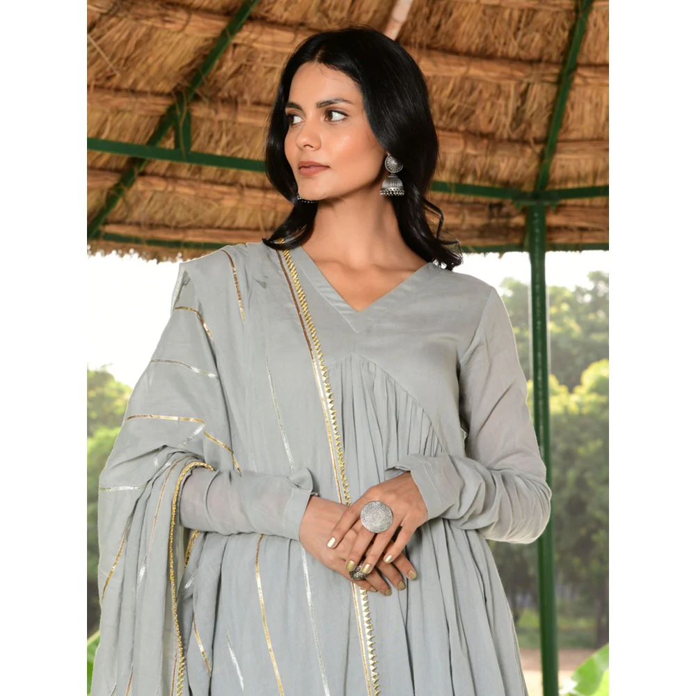 OMAANA Saanjh Taani Anarkali Suit Set (Set of 3) - Image 4