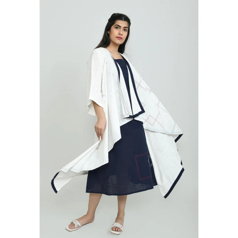 OMAANA White Waterfall Dress with Shrug - Image 3