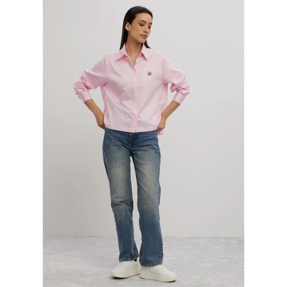 Pallavi Swadi Pink Pastel Swarovski Heart Crop Shirt - Image 3