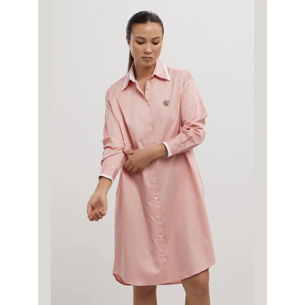 Pallavi Swadi Salmon Tuxedo Swarovski Heart Shirt Dress - Image 6