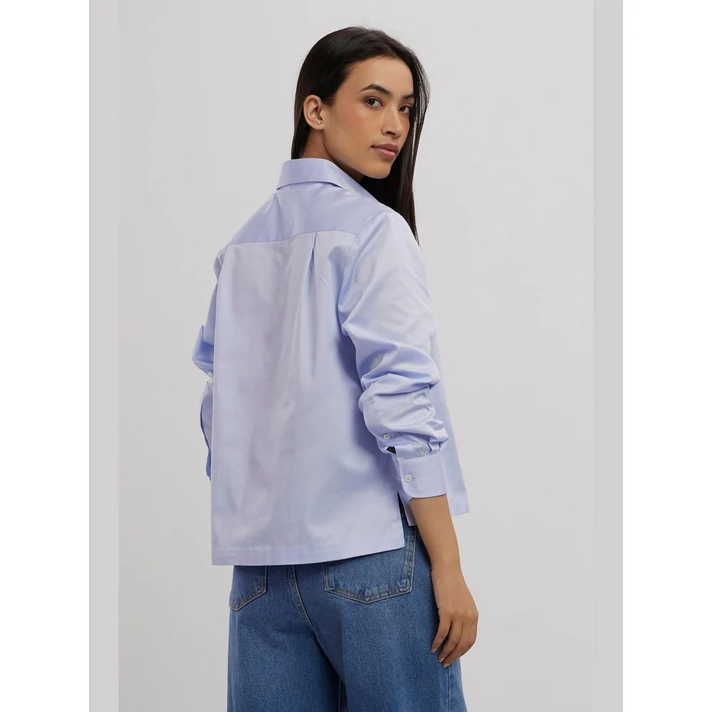 Pallavi Swadi Sky Blue Swarovski Heart Crop Shirt - Image 2