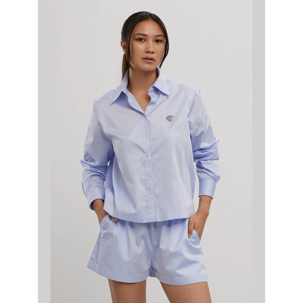 Pallavi Swadi Sky Blue Swarovski Heart Shorts Co-Ord Set - Image 3