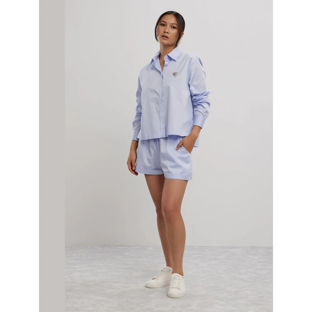 Pallavi Swadi Sky Blue Swarovski Heart Shorts Co-Ord Set - Image 6