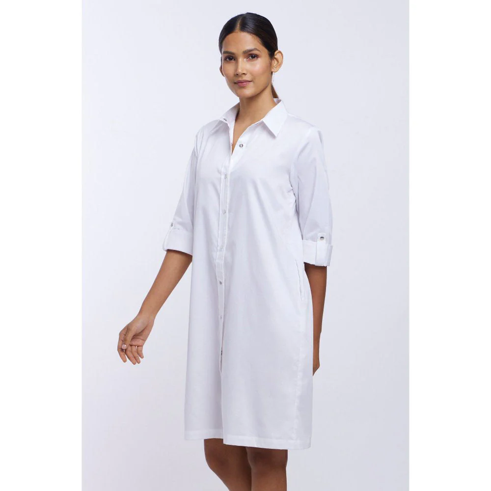 Pallavi Swadi White Solid Shirt Dress - Image 4