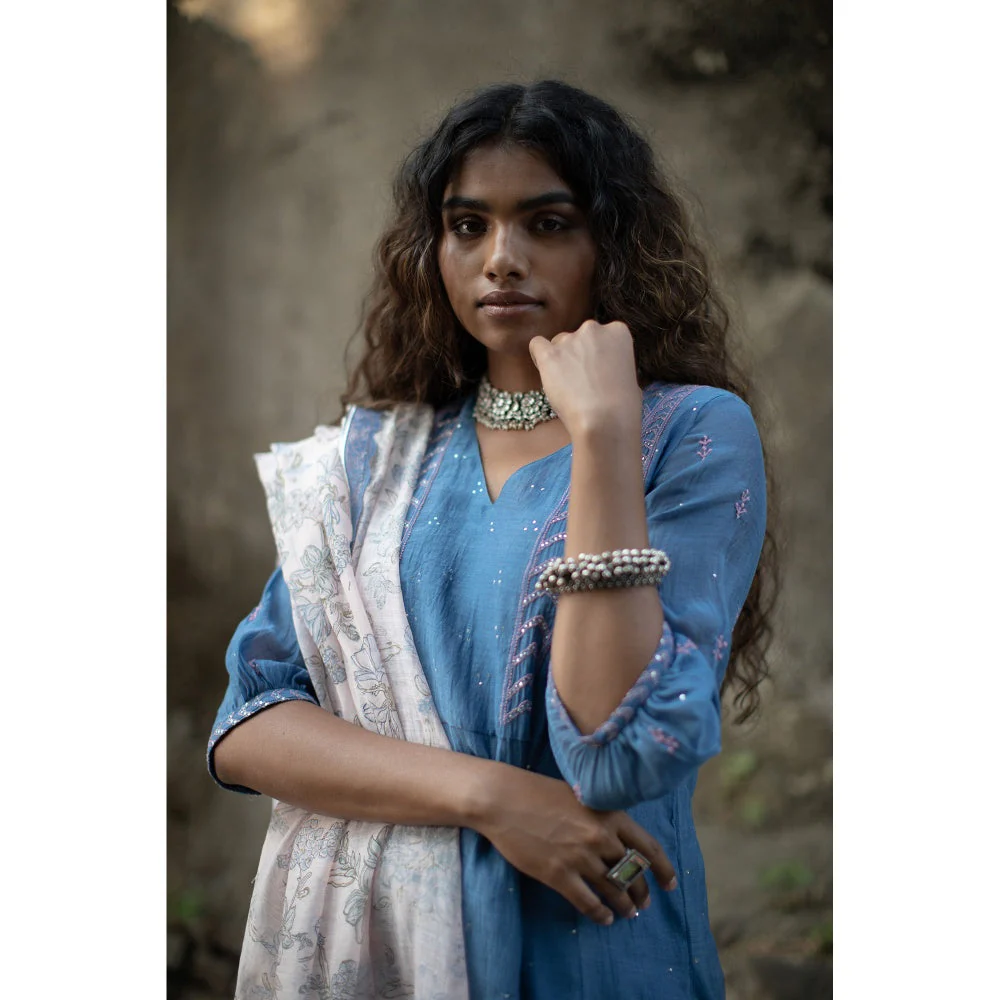 PANTS AND PAJAMAS Pink Neelkamal Block Printed Dupatta - Image 5