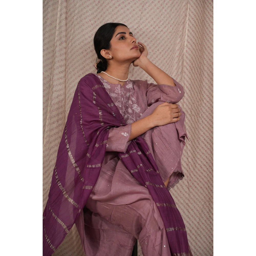 PANTS AND PAJAMAS Purple Chanderi Dupatta - Image 2