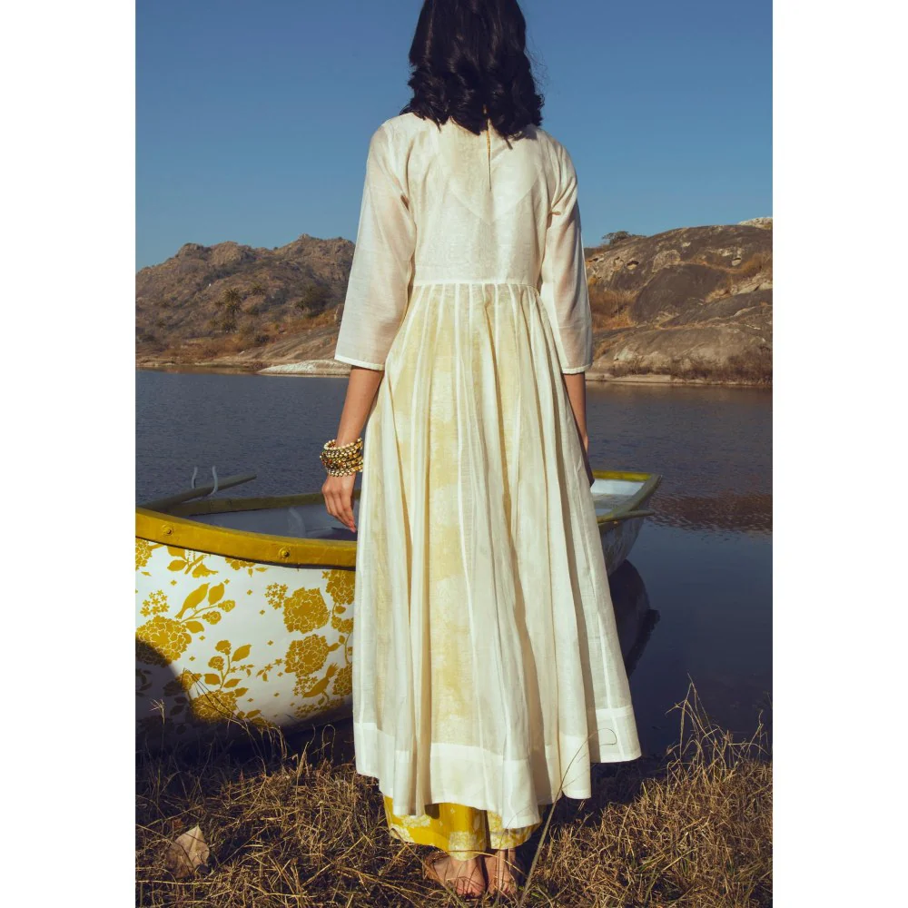 Paulmi & Harsh Off White Nushratt In The Liva Anarkali Kurta with Sharara and Dupatta - Image 5