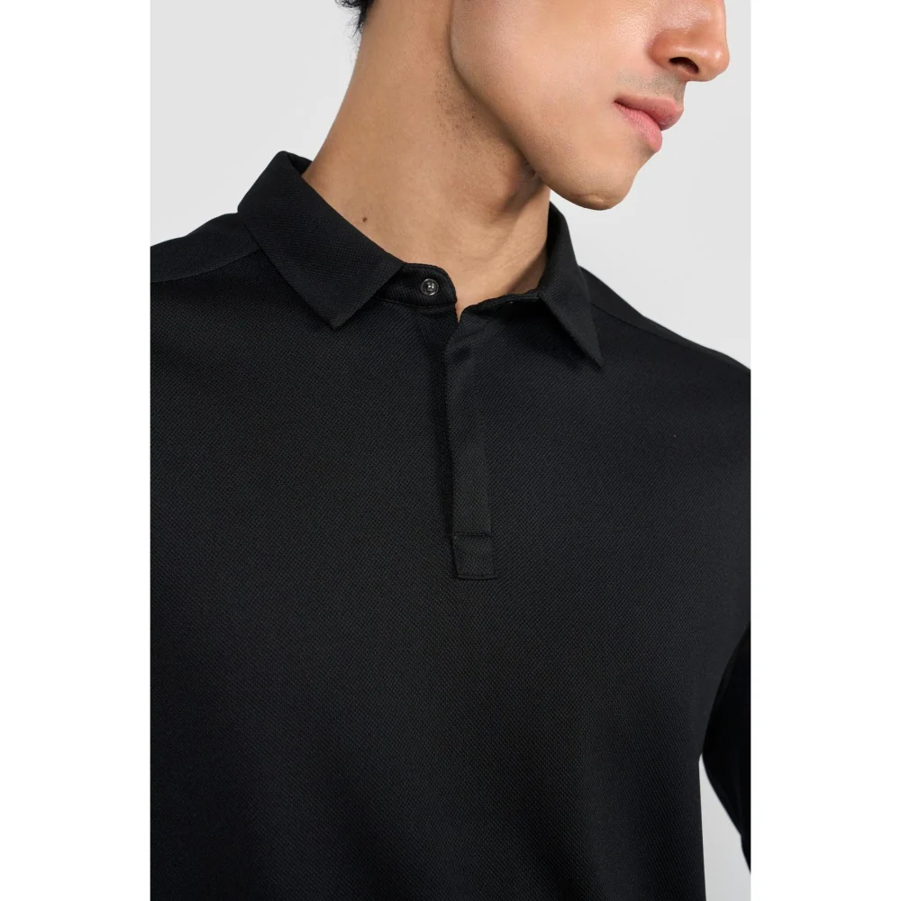 Perona Black Mike Polyester Collar Neck Solid/Plain Polo T-Shirt - Image 3