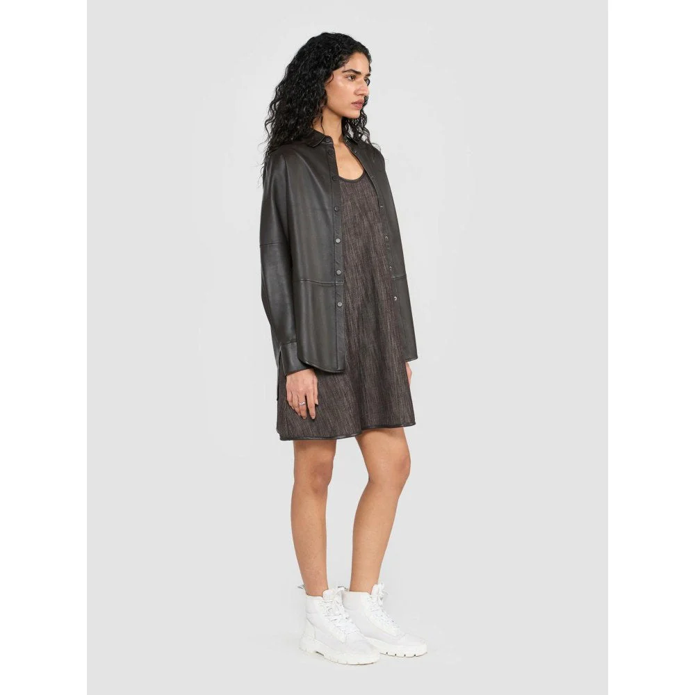 Perona Brown Averie Leather Solid Shirt - Image 4