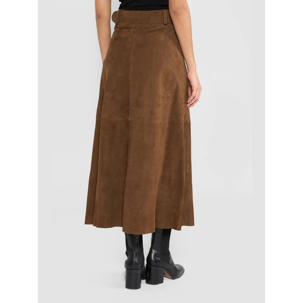 Perona Serena Brown A Line Skirt with Belt - Image 4