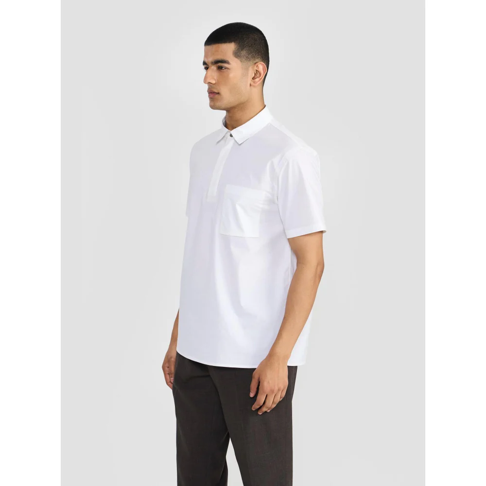 Perona White Lane Cotton Collar Neck Solid/Plain Polo T-Shirt - Image 2