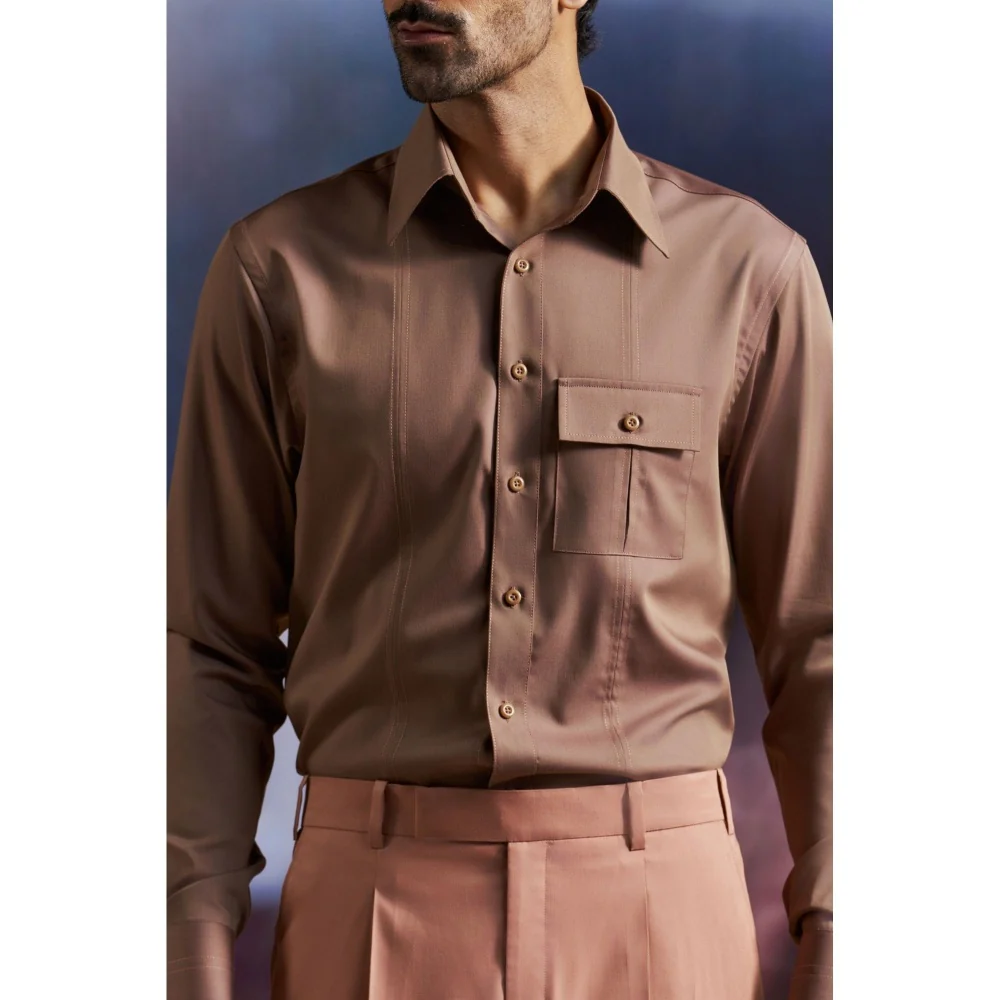 Philocaly Men's Malone Brown Cotton Regular Fit Shirt - Image 2