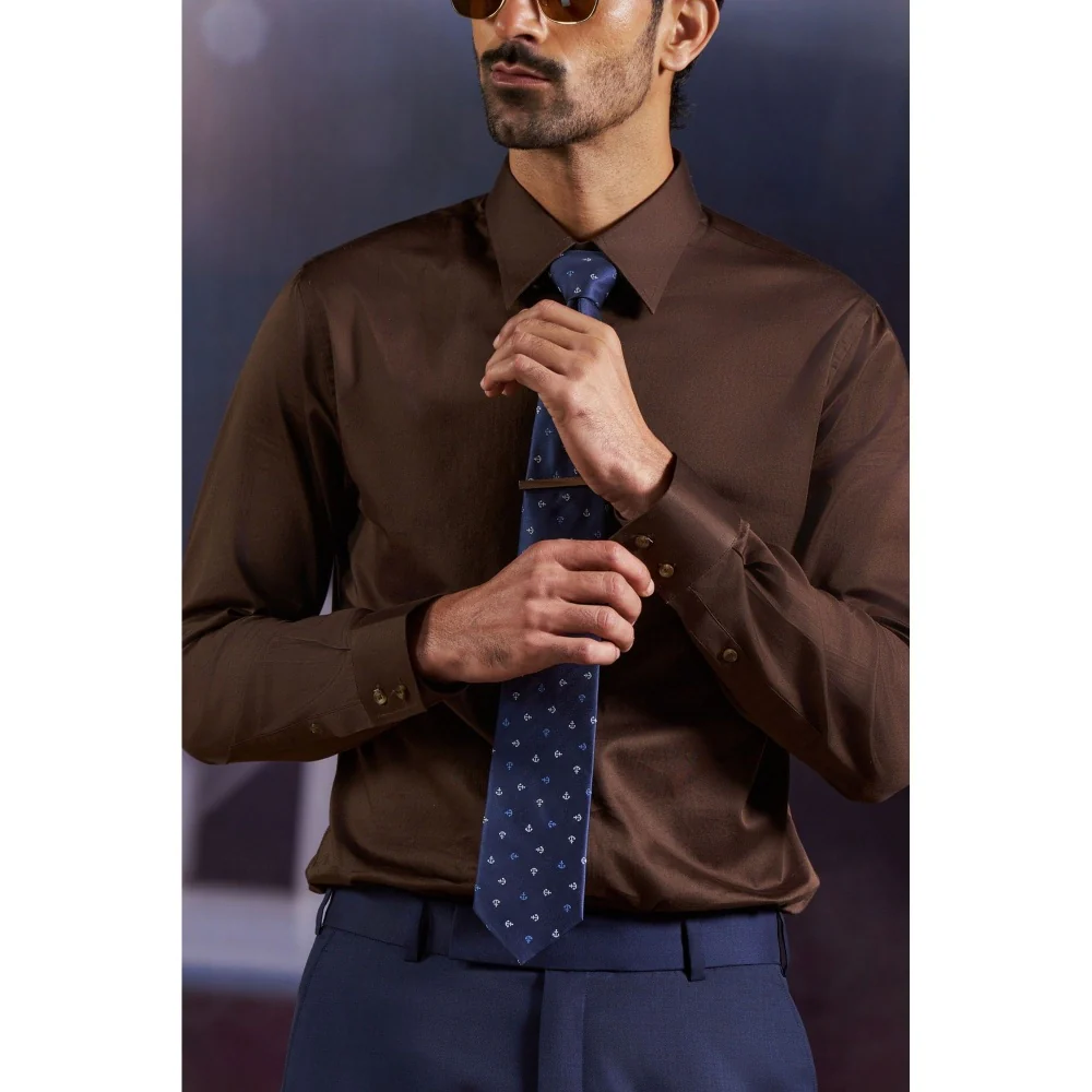 Philocaly Men's Nelson Brown Cotton Regular Fit Shirt - Image 2