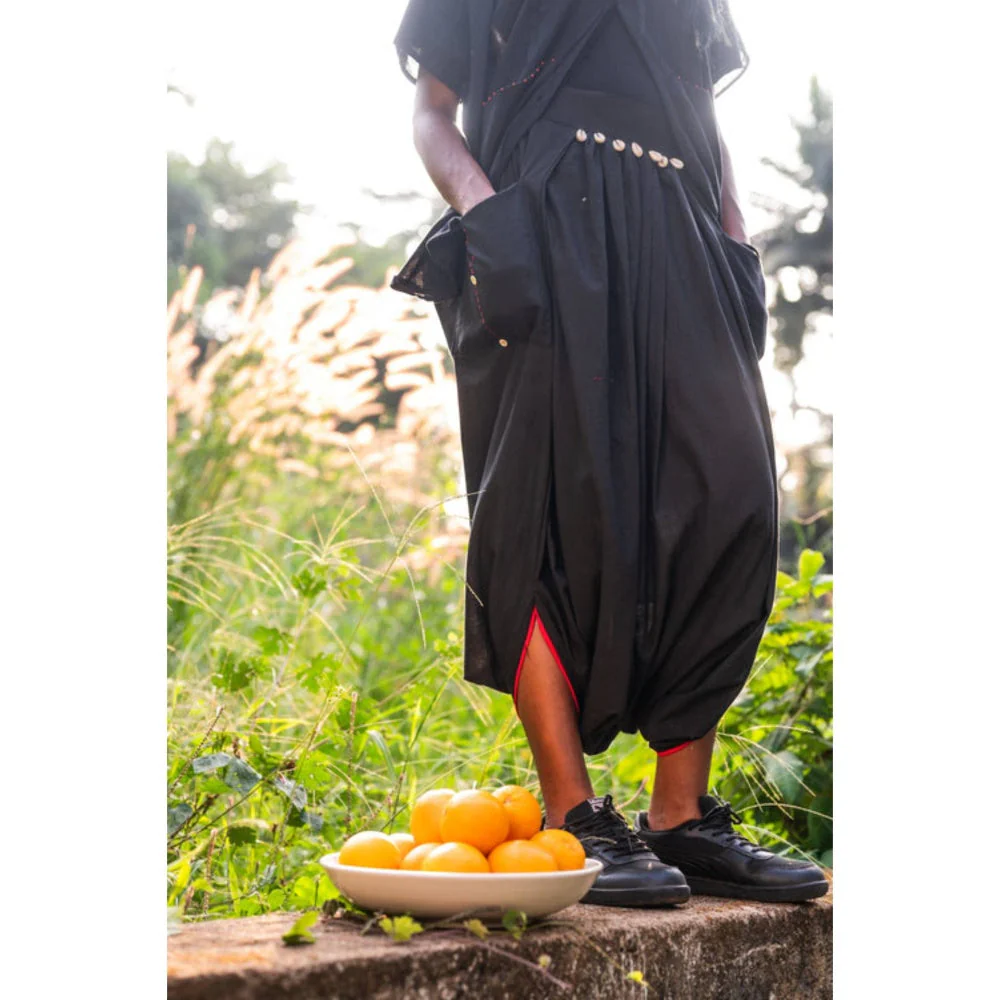 PRATHAA Aastey : Set - Black Mul Kaftan Dhoti - Image 2
