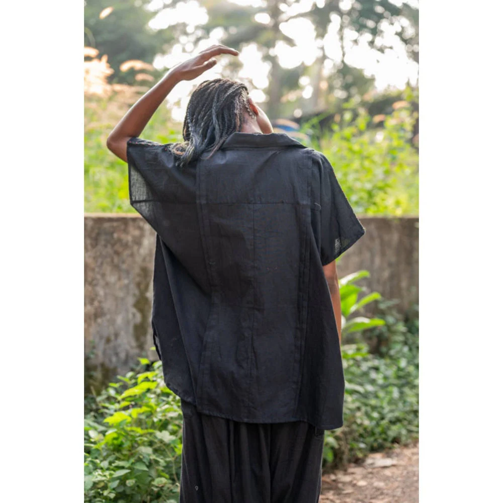 PRATHAA Aastey : Set - Black Mul Kaftan Dhoti - Image 6