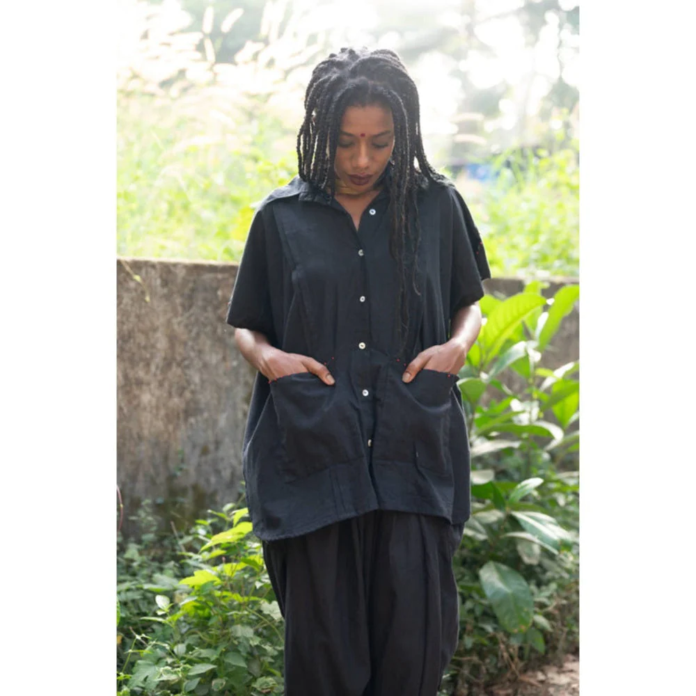 PRATHAA Aastey : Set - Black Mul Kaftan Dhoti - Image 7