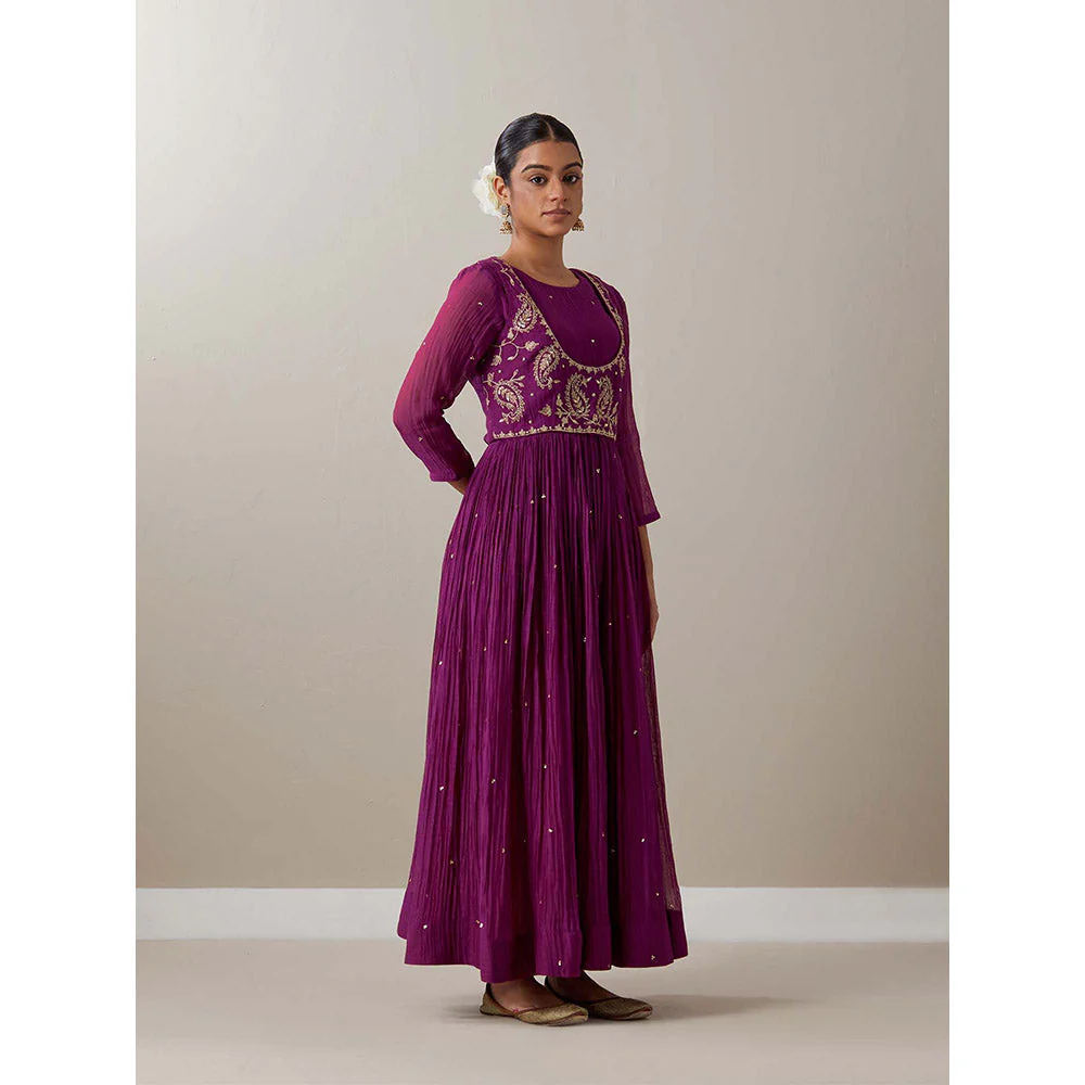 Priya Chaudhary Purple Kurtas Purple Jacket Kurta with Pant and Dupatta (Set of 4) - Image 5