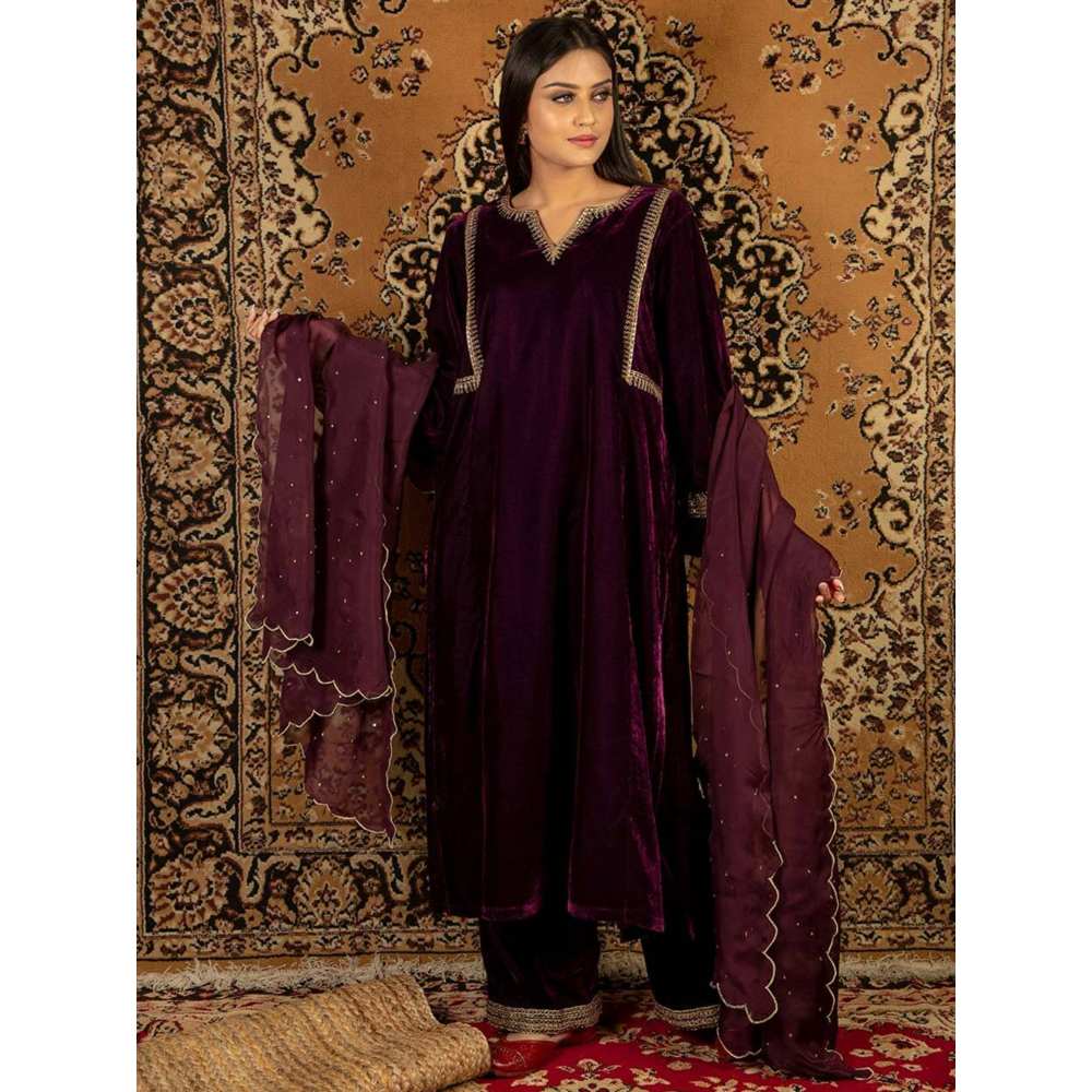 Priya Chaudhary Purple Organza Dupatta - Image 4