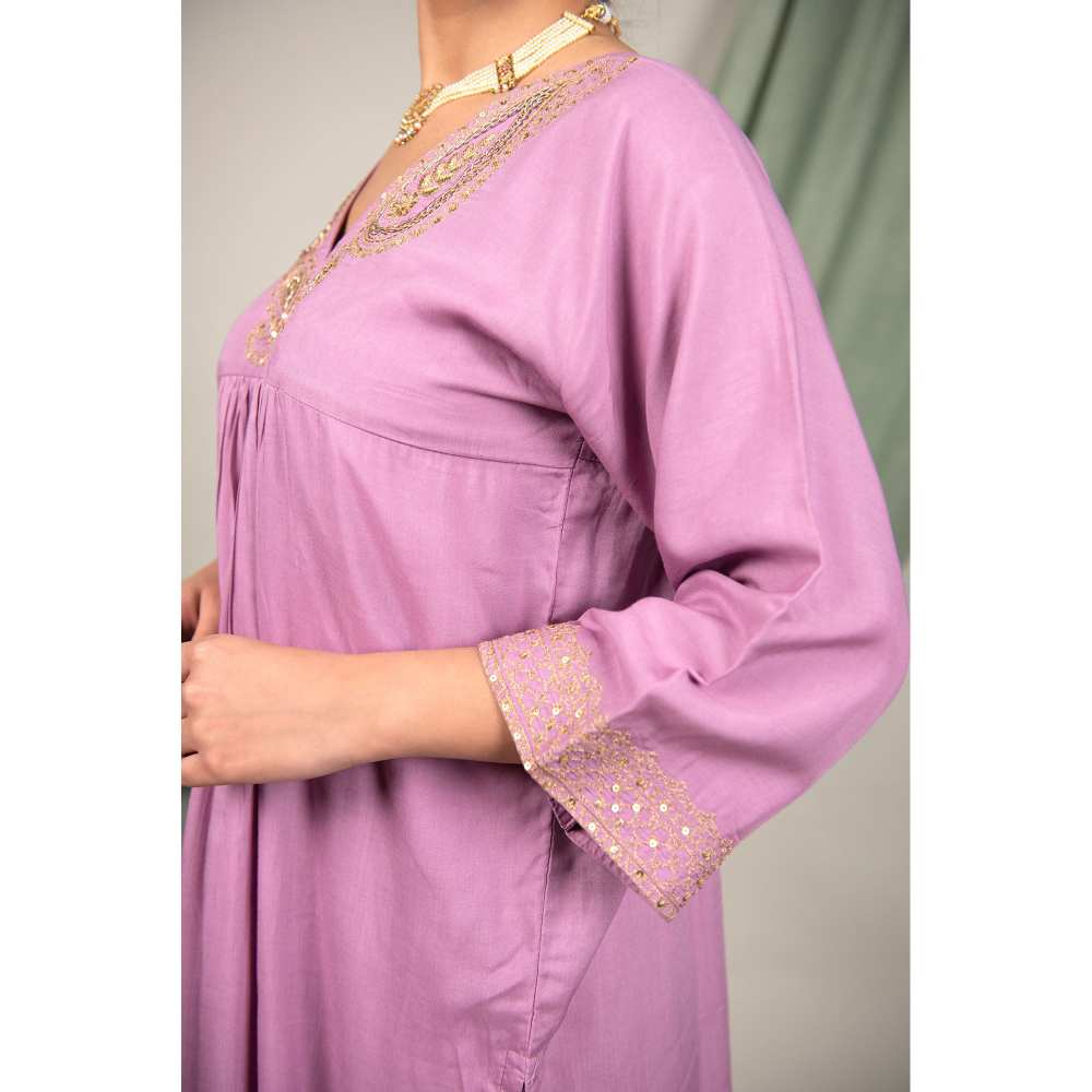 Priya Chaudhary Purple Sequined Kurta and Pant (Set of 2) - Image 3