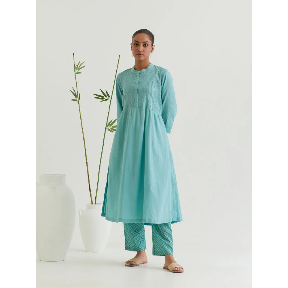Priya Chaudhary Sea Green Pleated Kurta - Image 3