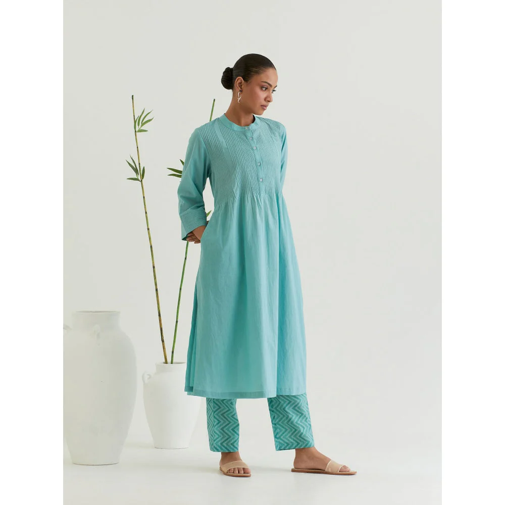 Priya Chaudhary Sea Green Pleated Kurta - Image 5