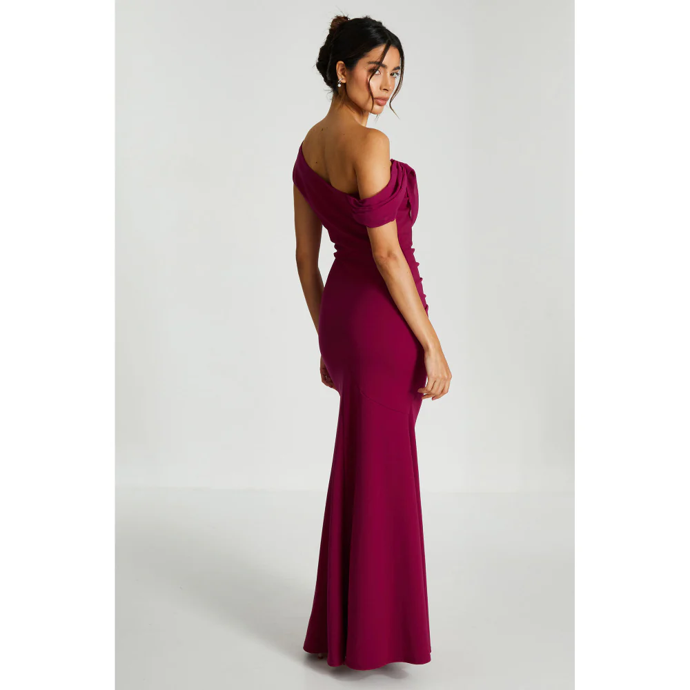 Quiz Clothing Burgundy Cowl Neck Sleeveless Fit And Flared Maxi Dress - Image 3