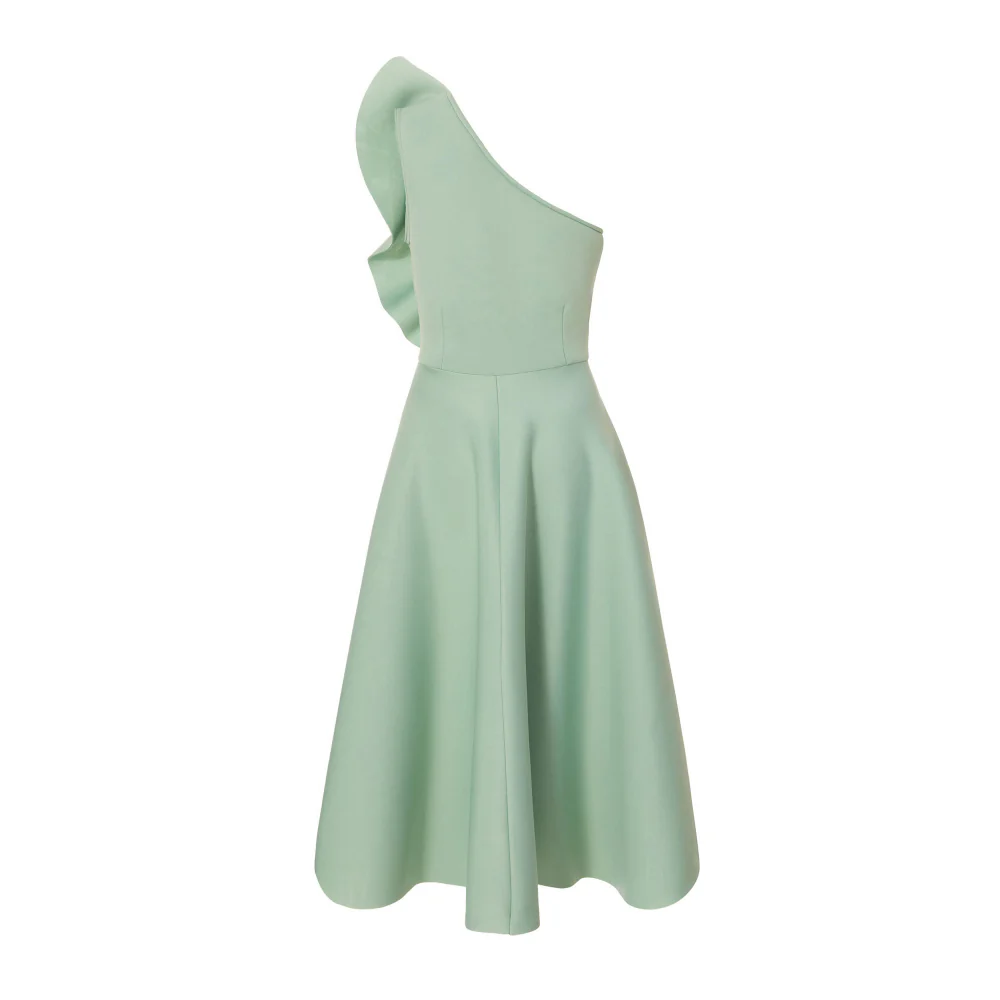 Quiz Clothing Green One-Shoulder Frill Detail Skater Midi Dress - Image 6