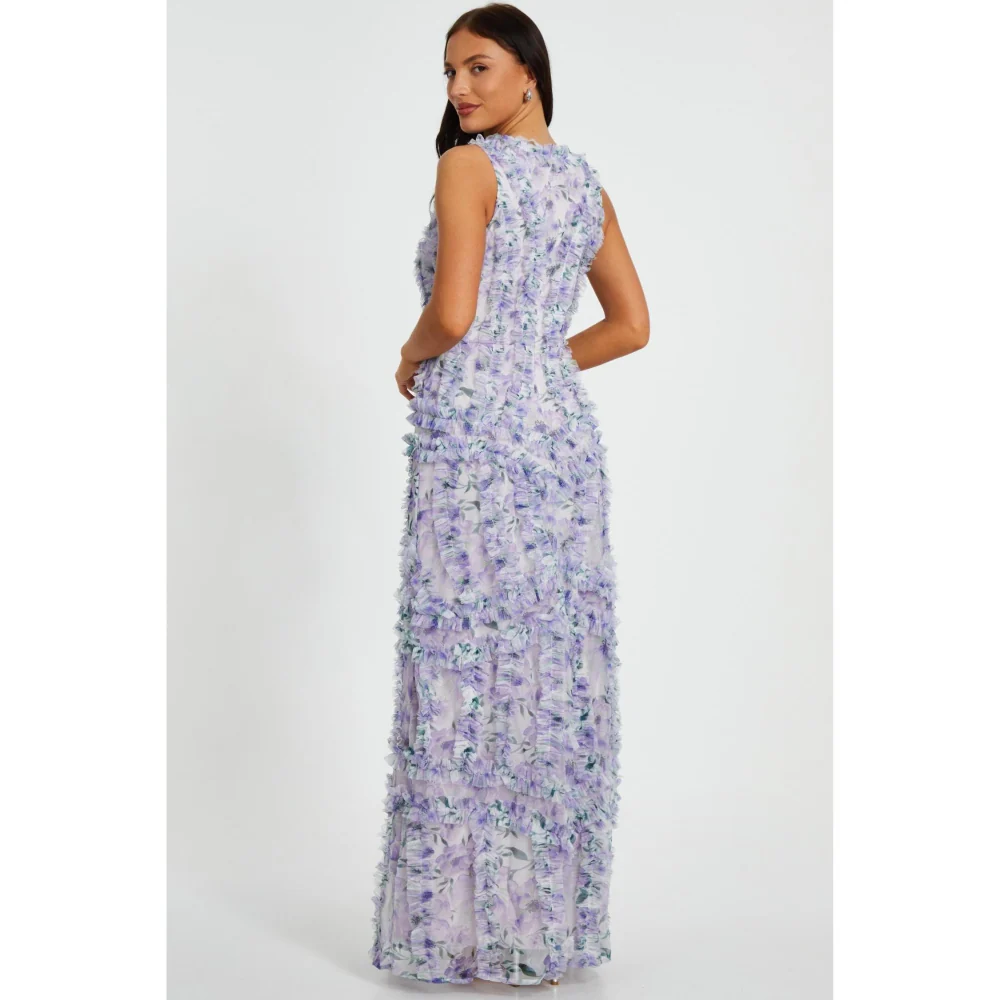 Quiz Clothing Women Lavender Polyester Floral Dress - Image 3