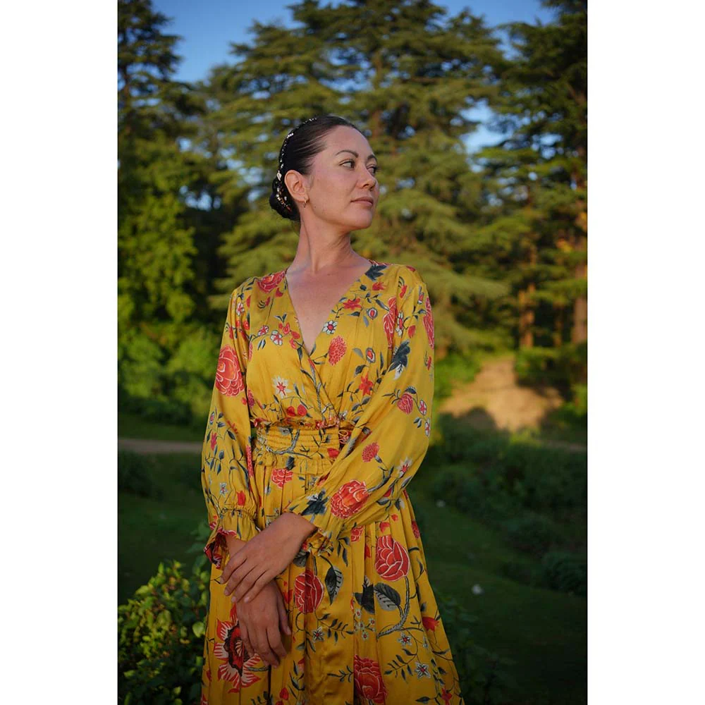 Raas Life Kali Mustard Floral Maxi Dress - Image 5