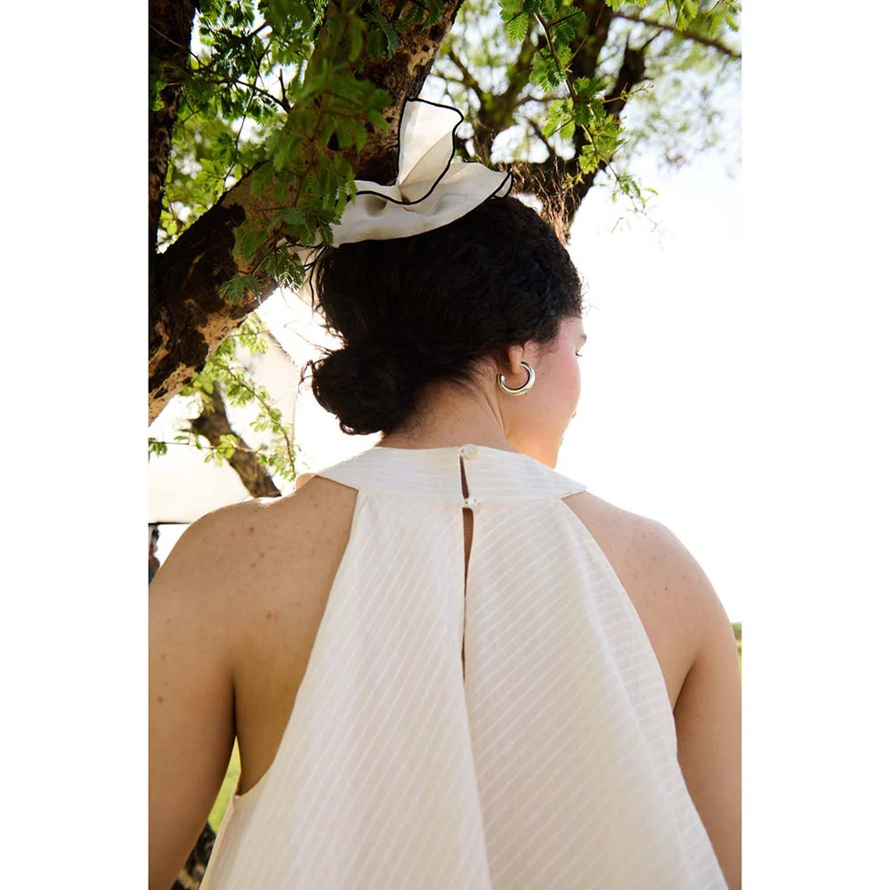 Raas Life Off White Camellia Stripes Dress - Image 4