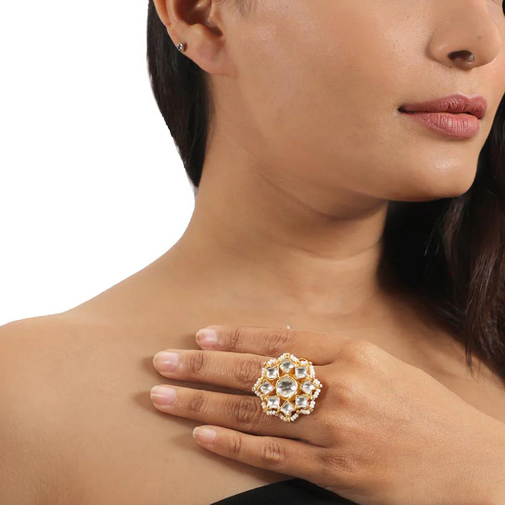 RIANA JEWELLERY Jadtar Stones Ring