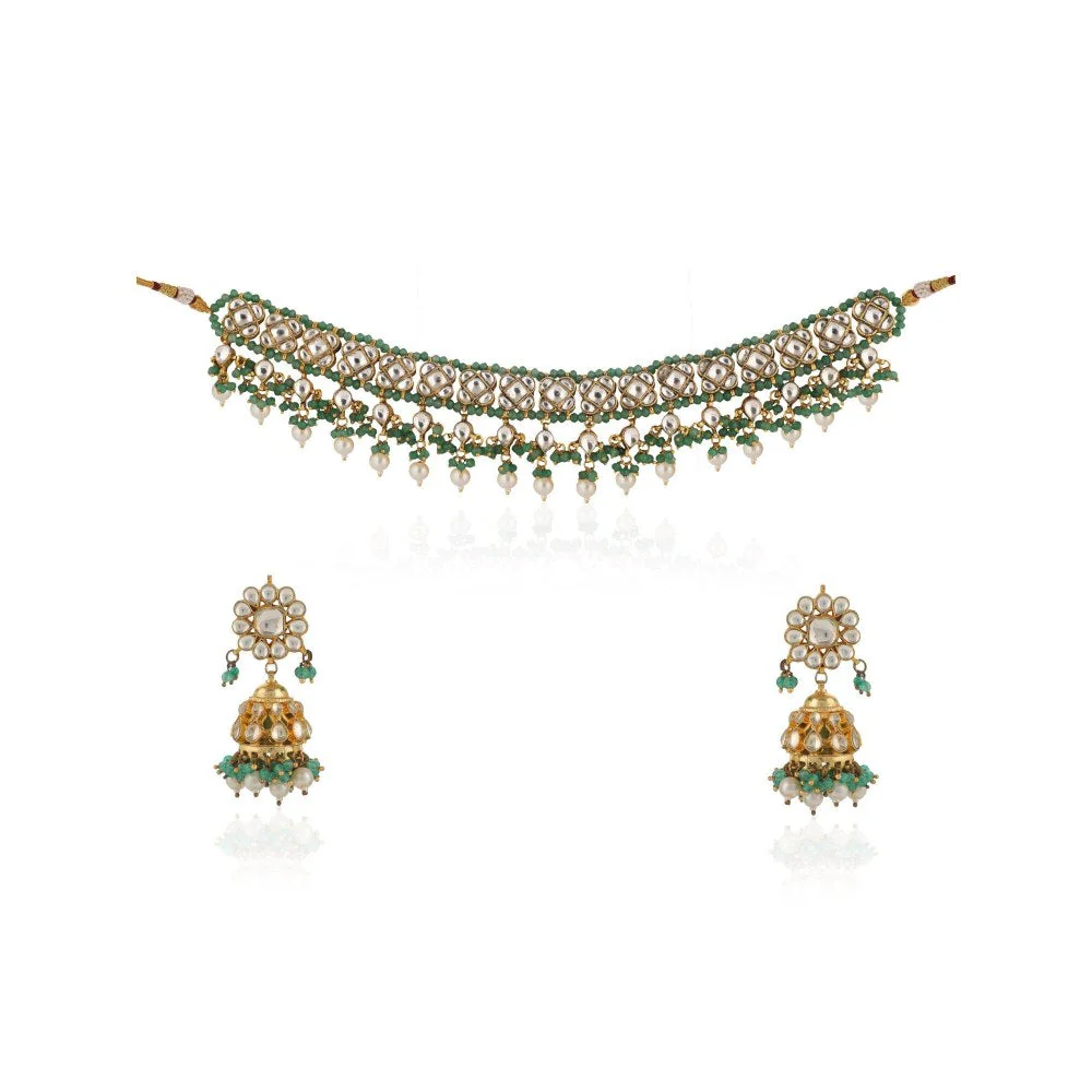 RIANA JEWELLERY Sea Green Choker Set - Image 5