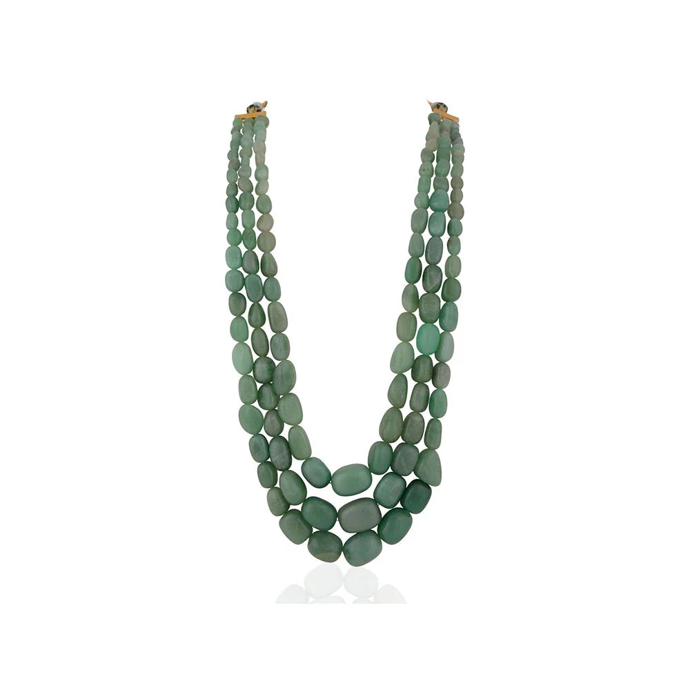 RIANA JEWELLERY Three Layer Onyx Stone Beads Necklace For Women - Image 2