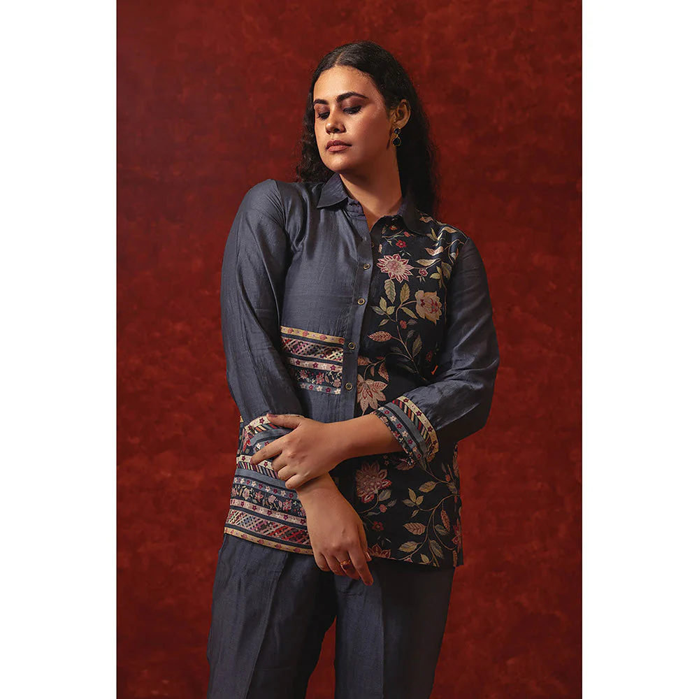 RITIKA GUPTA Navy Blue Printed Co-Ord Set - Image 4