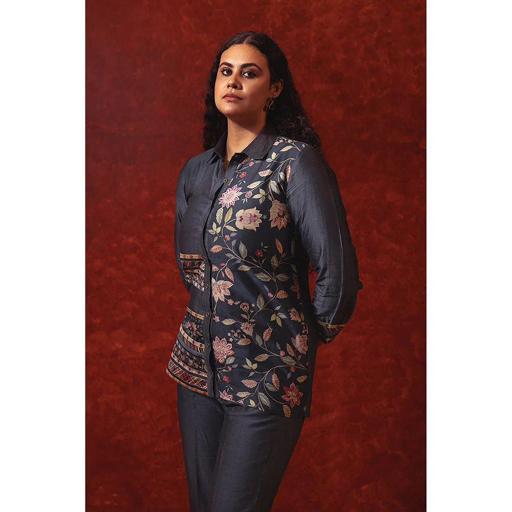 RITIKA GUPTA Navy Blue Printed Co-Ord Set - Image 5
