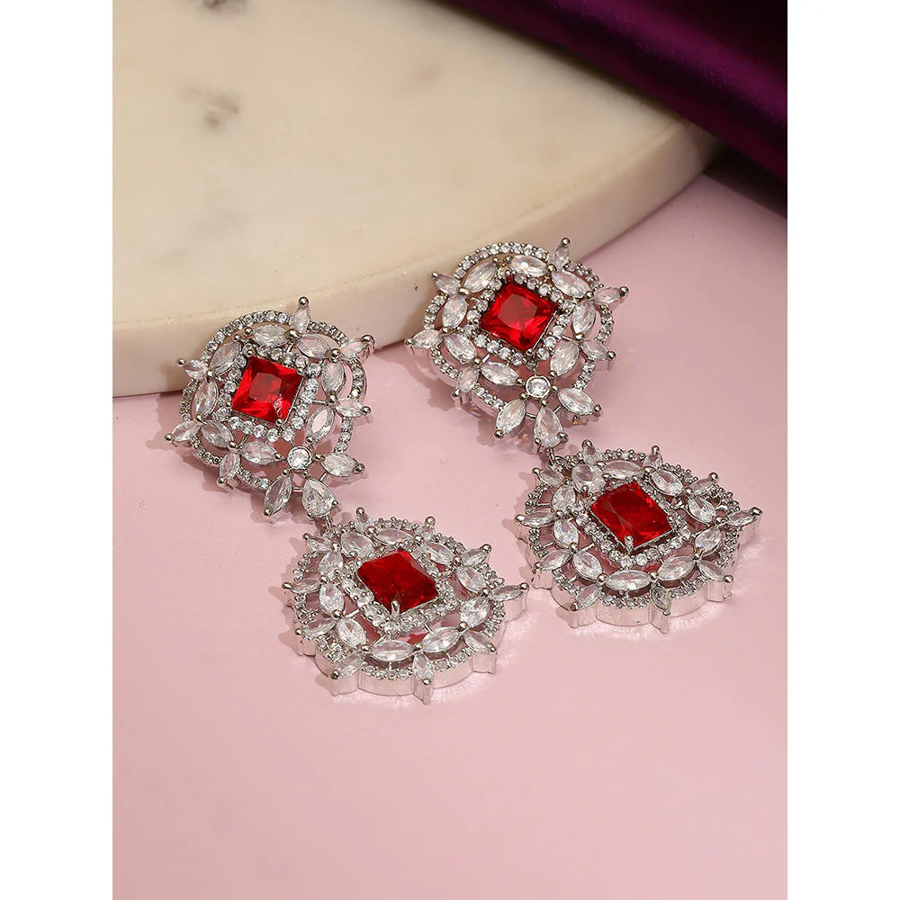 Ritu Singh Doublet Diamond and Ruby Drop Earrings - Image 2