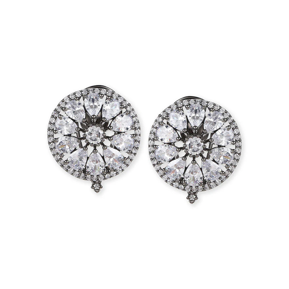 Ritu Singh Silver Toned Contemporary Studs Earrings - Image 3