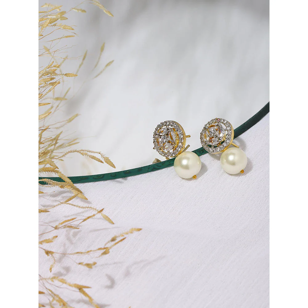 Ritu Singh White Contemporary Studs Earrings - Image 2
