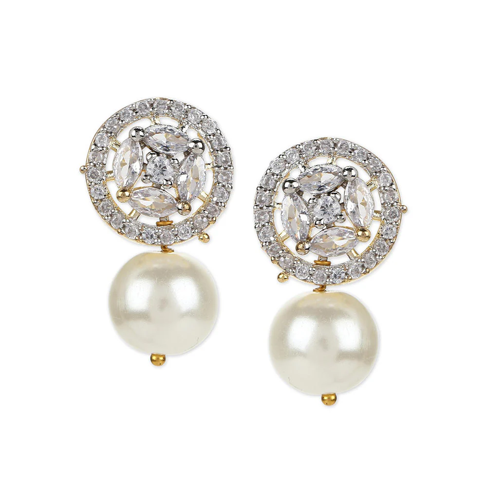 Ritu Singh White Contemporary Studs Earrings - Image 3