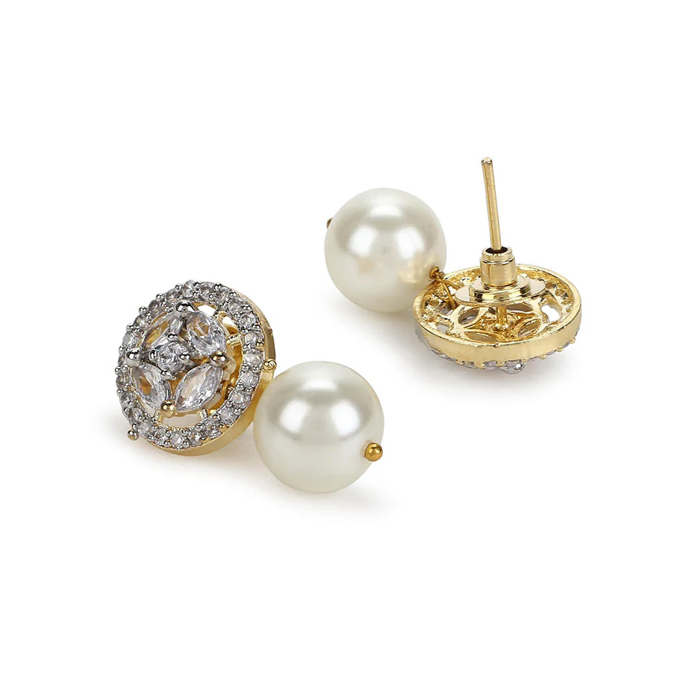 Ritu Singh White Contemporary Studs Earrings - Image 4
