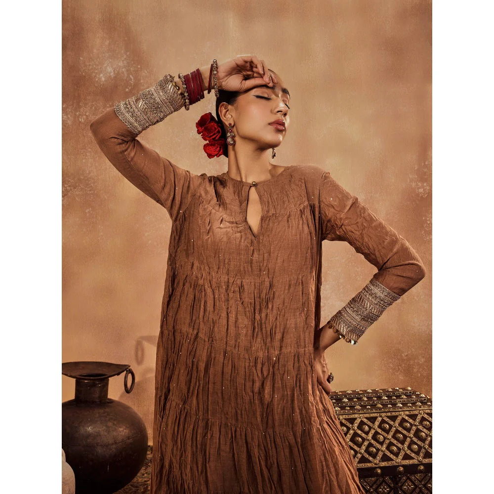 Roze Anam Brown Anarkali with Churidar & Dupatta (Set of 3) - Image 5
